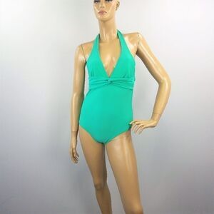 One Piece Halter Swimsuit Aqua Green Teal Merona